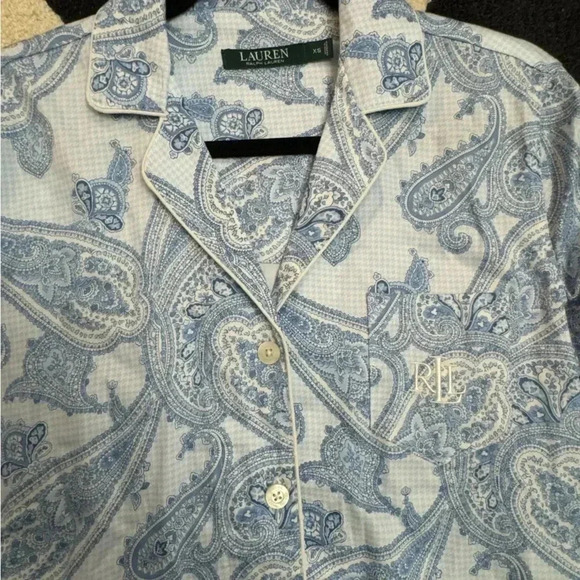 Ralph Lauren Paisley Button Down Cotton Collar Sleep Top XS NWT Preppy Classic - Picture 11 of 15